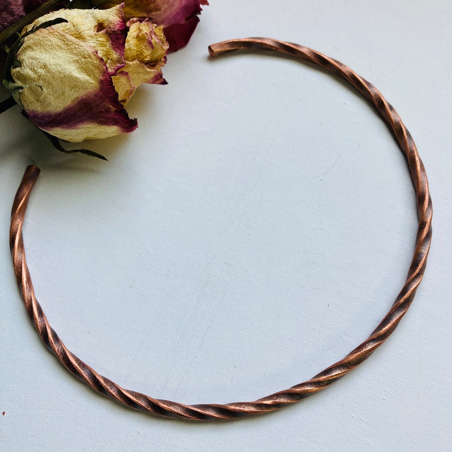 Twisted Hammered Copper Torque Necklaces