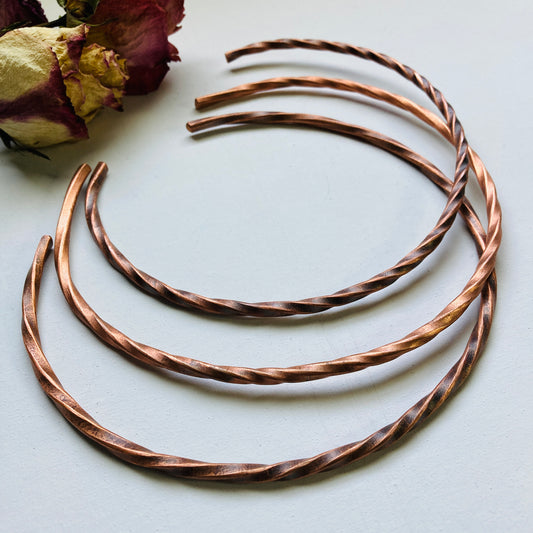 Twisted Hammered Copper Torque Necklaces