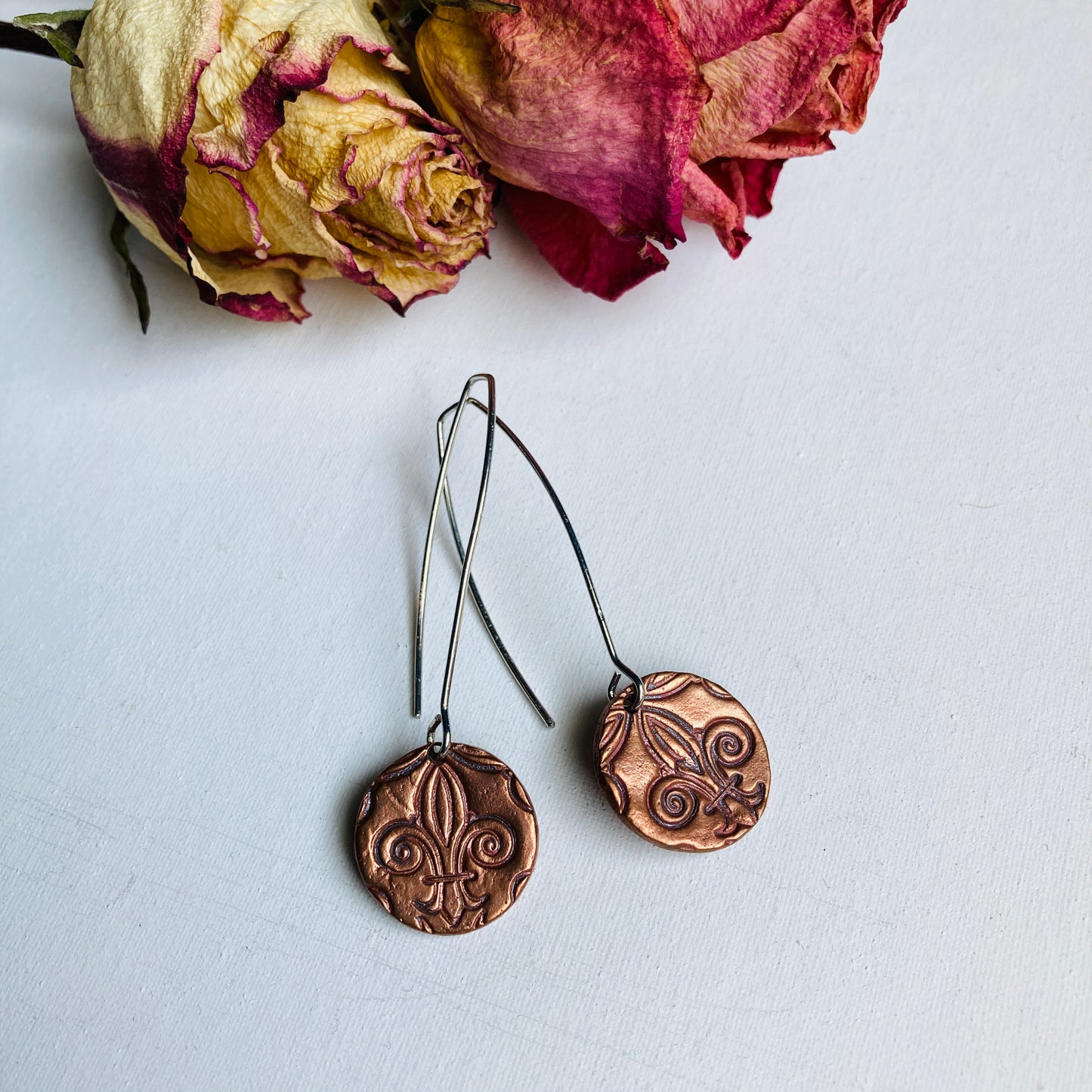 Fleur De Lis Copper Earrings