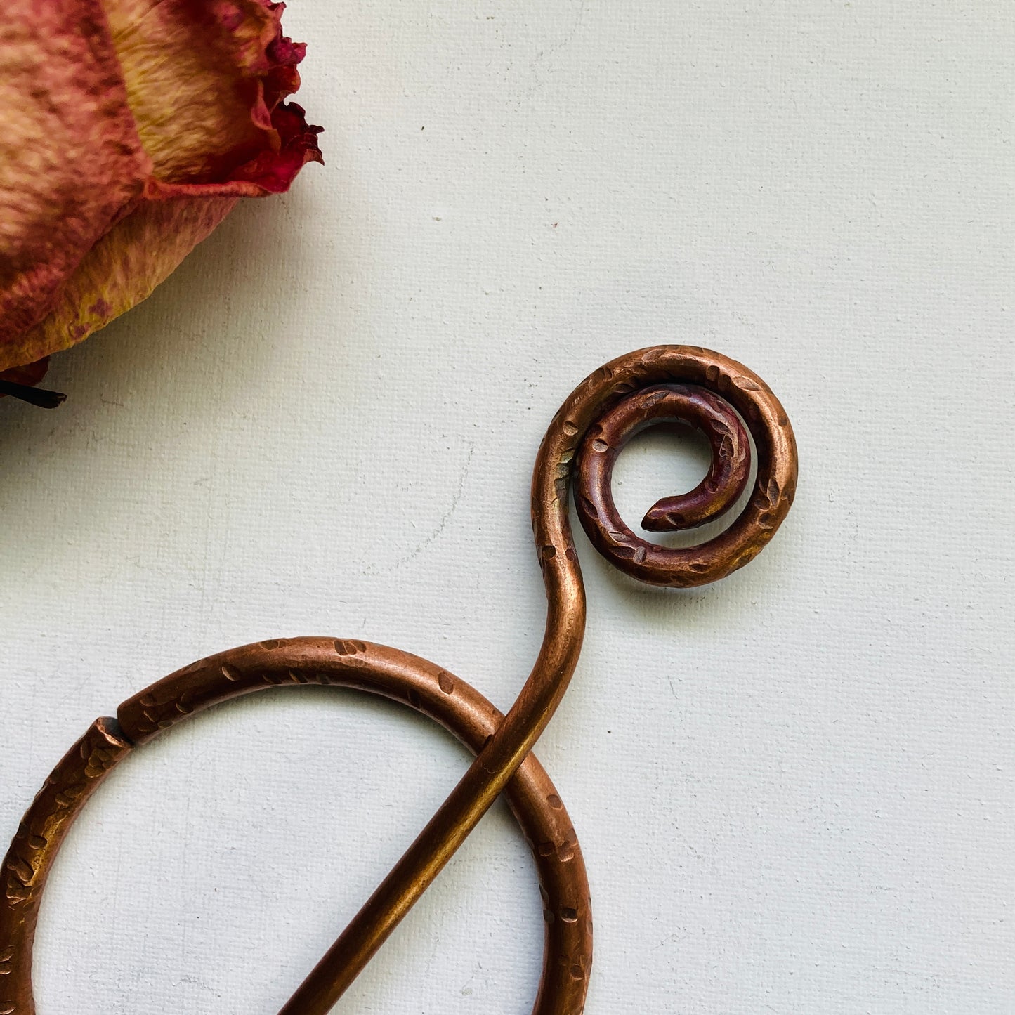 Hand Hammered Copper Shawl And Hair Pin #3