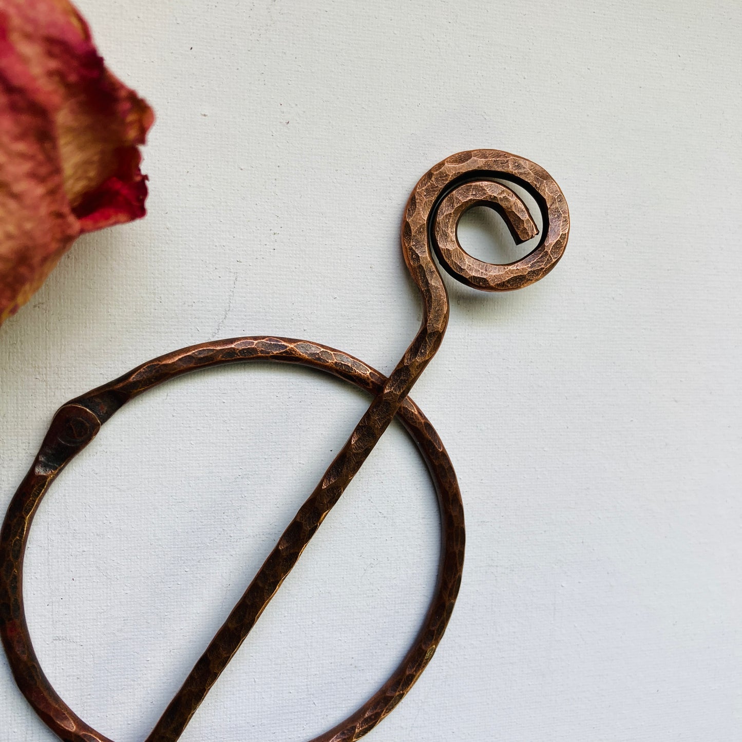 Hand Hammered Copper Shawl And Hair Pin #9