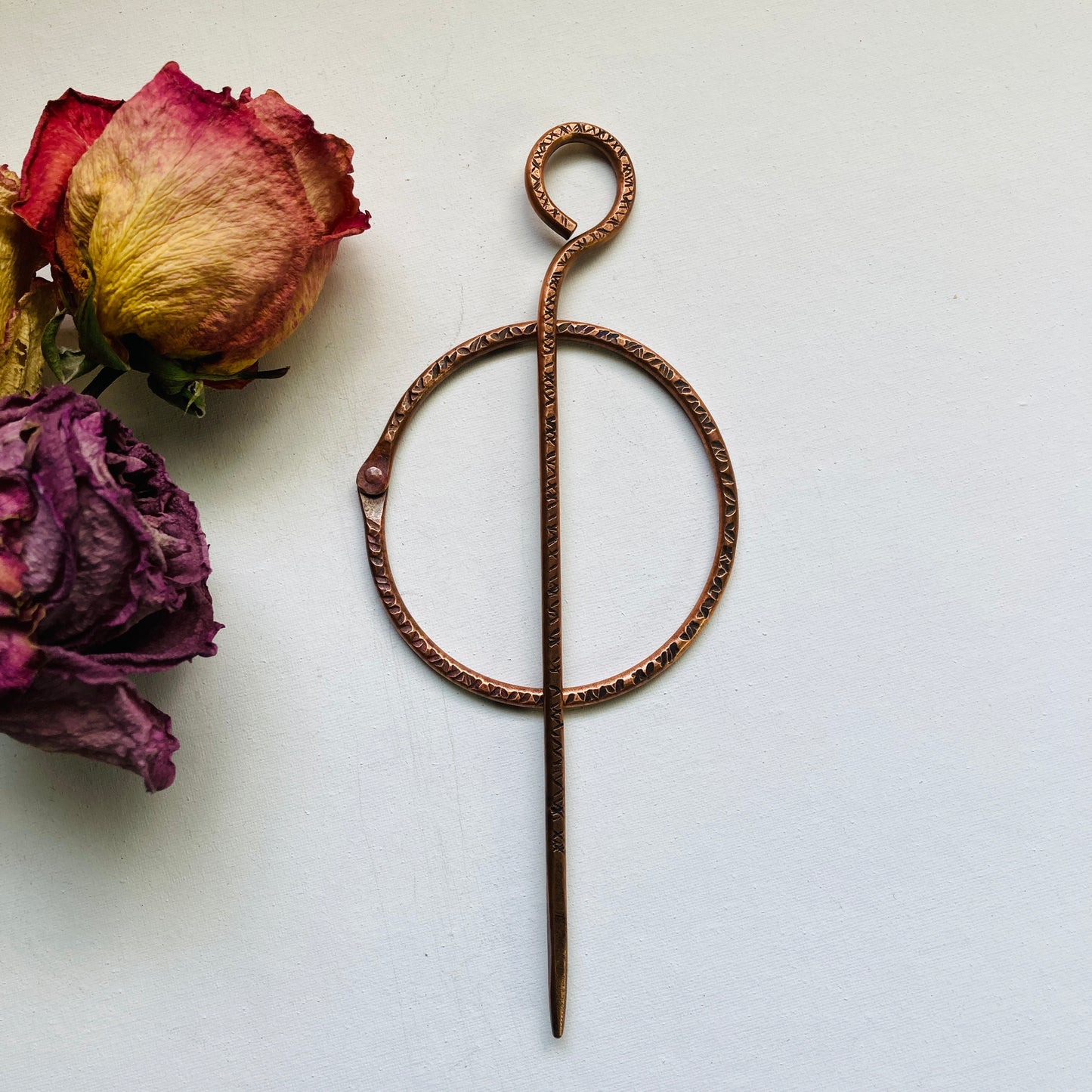 Hand Hammered Copper Shawl And Hair Pin #7