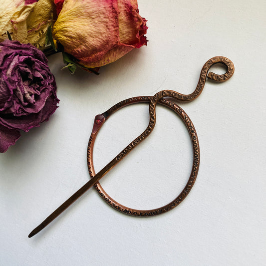 Hand Hammered Copper Shawl And Hair Pin #5
