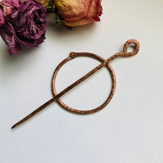 Hand Hammered Copper Shawl And Hair Pin #4