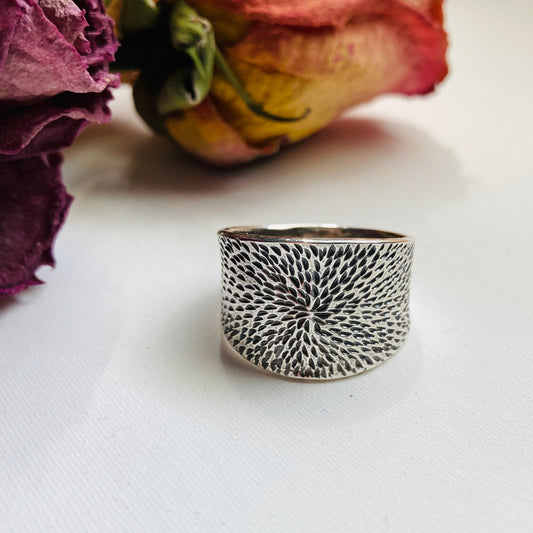 Starlight Explosion Sterling Silver Ring Size 8