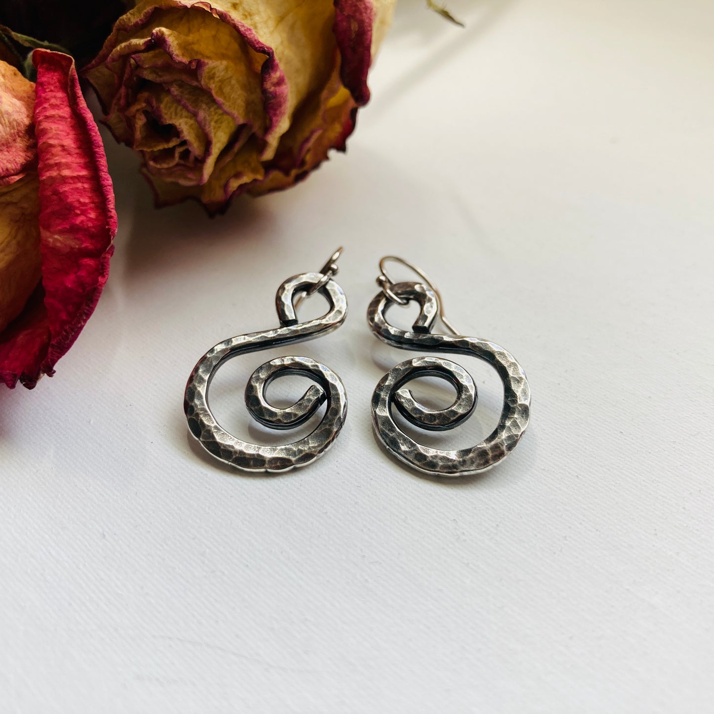 Spiral Hammered Sterling Silver Earrings