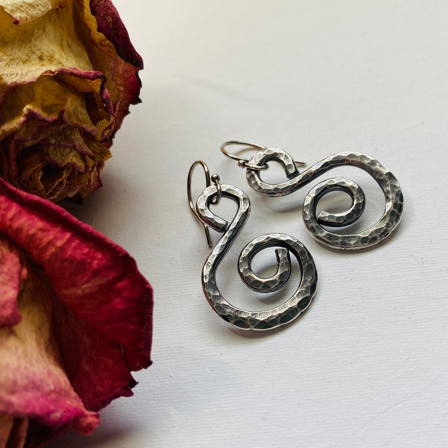 Spiral Hammered Sterling Silver Earrings