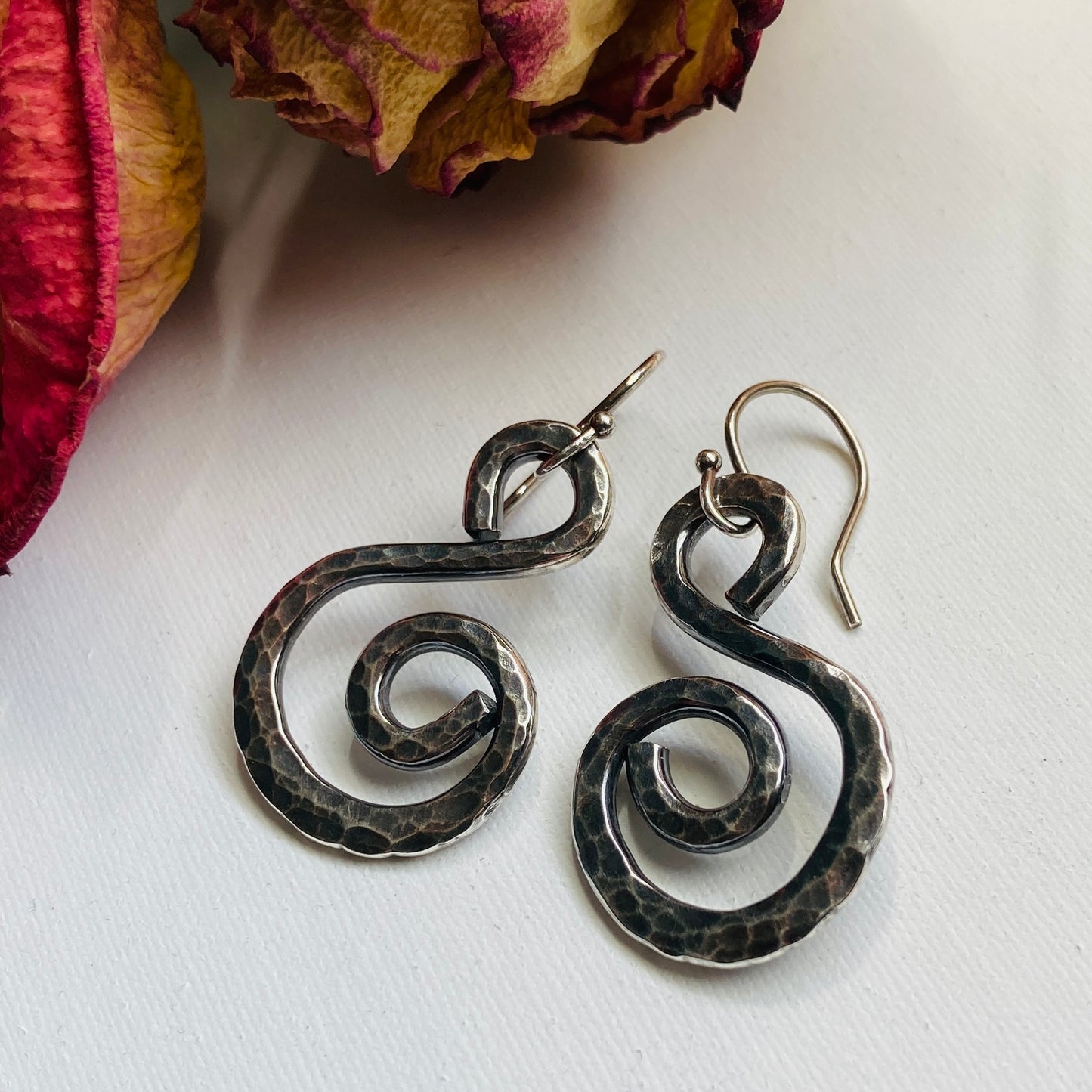 Spiral Hammered Sterling Silver Earrings