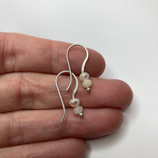 Pearly Beaded Fine Silver Earrings