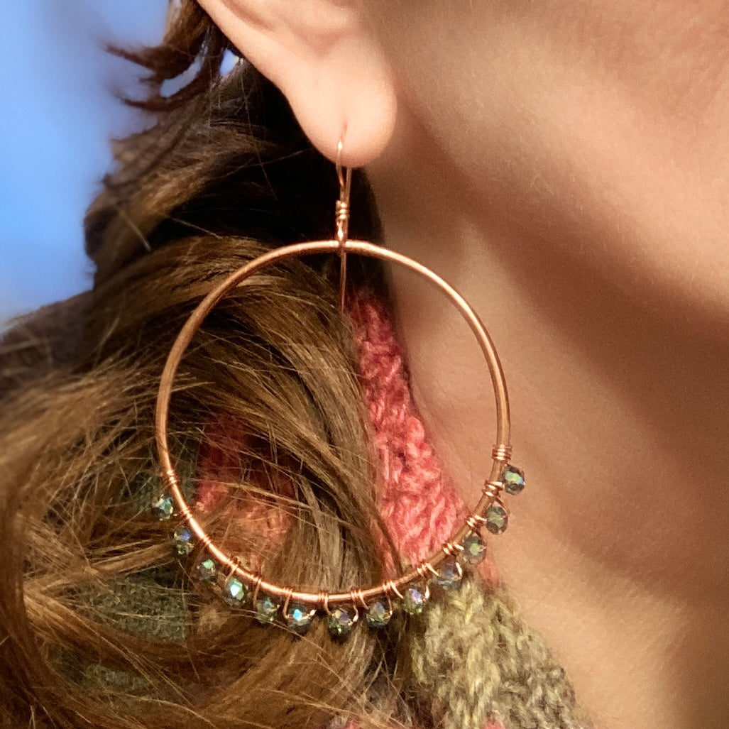 Beaded Copper Earrings