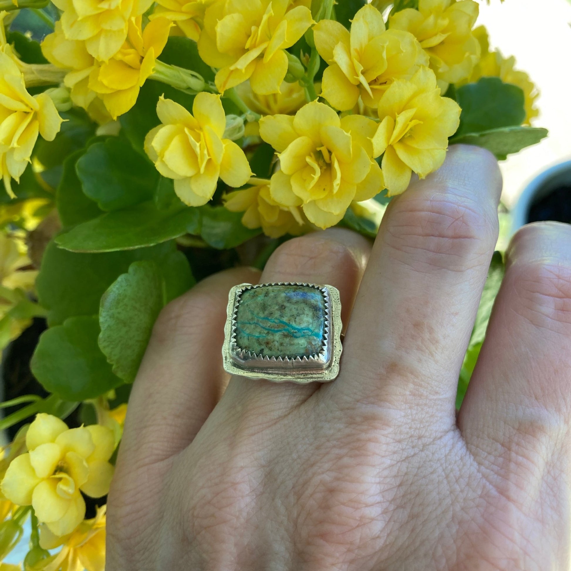 Chrysocolla Sterling Silver Ring - LoraLeeArtist