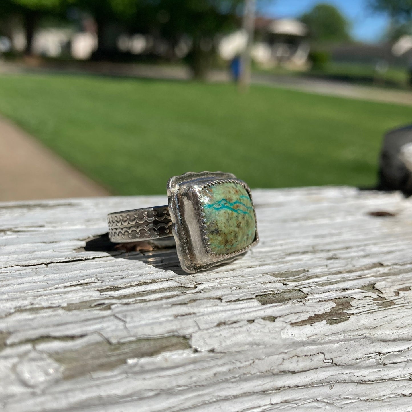 Chrysocolla Sterling Silver Ring - LoraLeeArtist