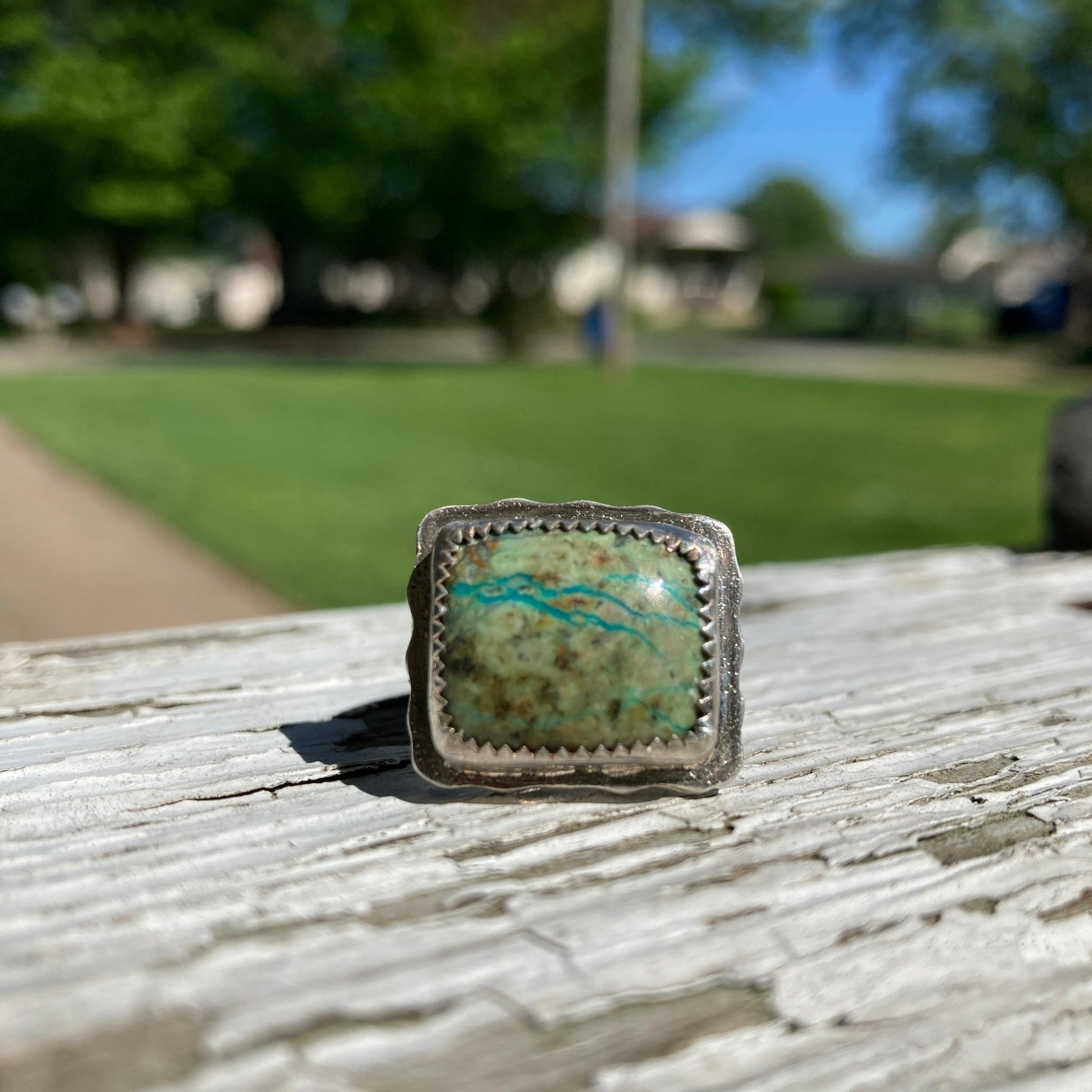 Chrysocolla Sterling Silver Ring - LoraLeeArtist