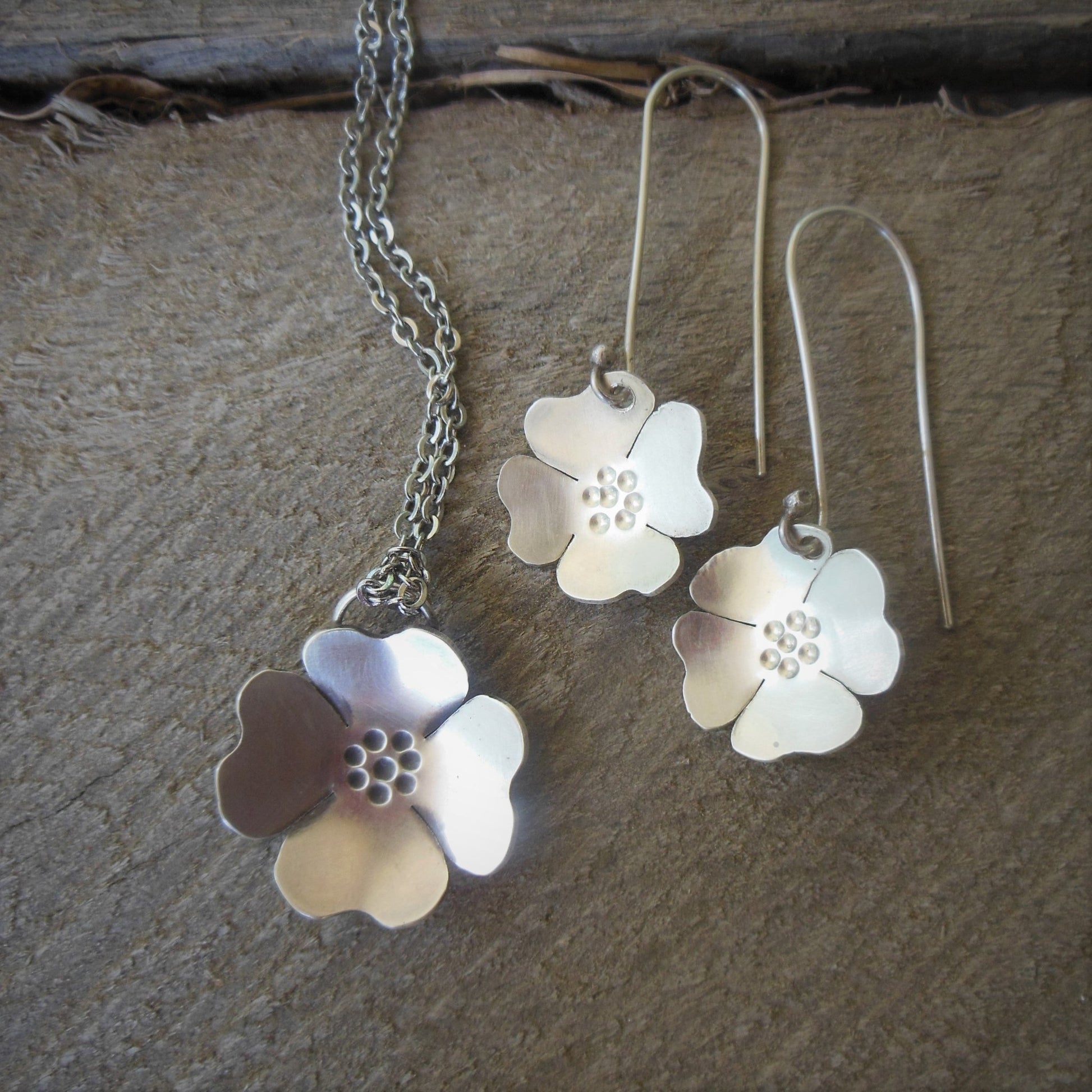 Flower Earrings and Pendant - Custom Made - LoraLeeArtist