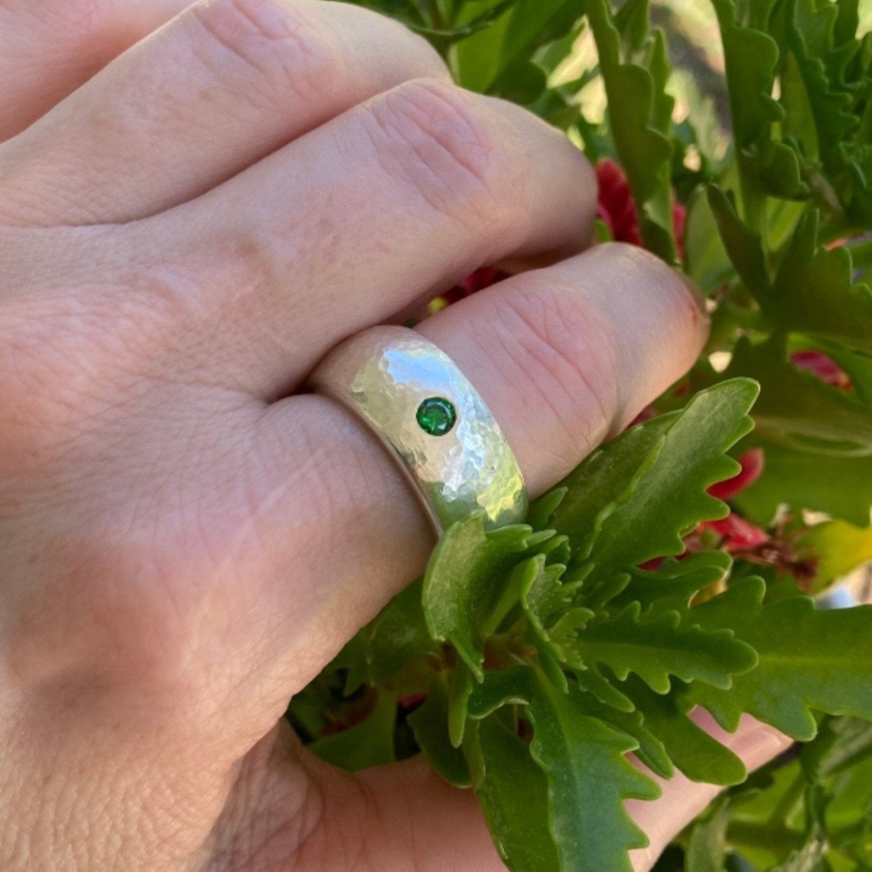 Green CZ Sterling Silver Ring - LoraLeeArtist