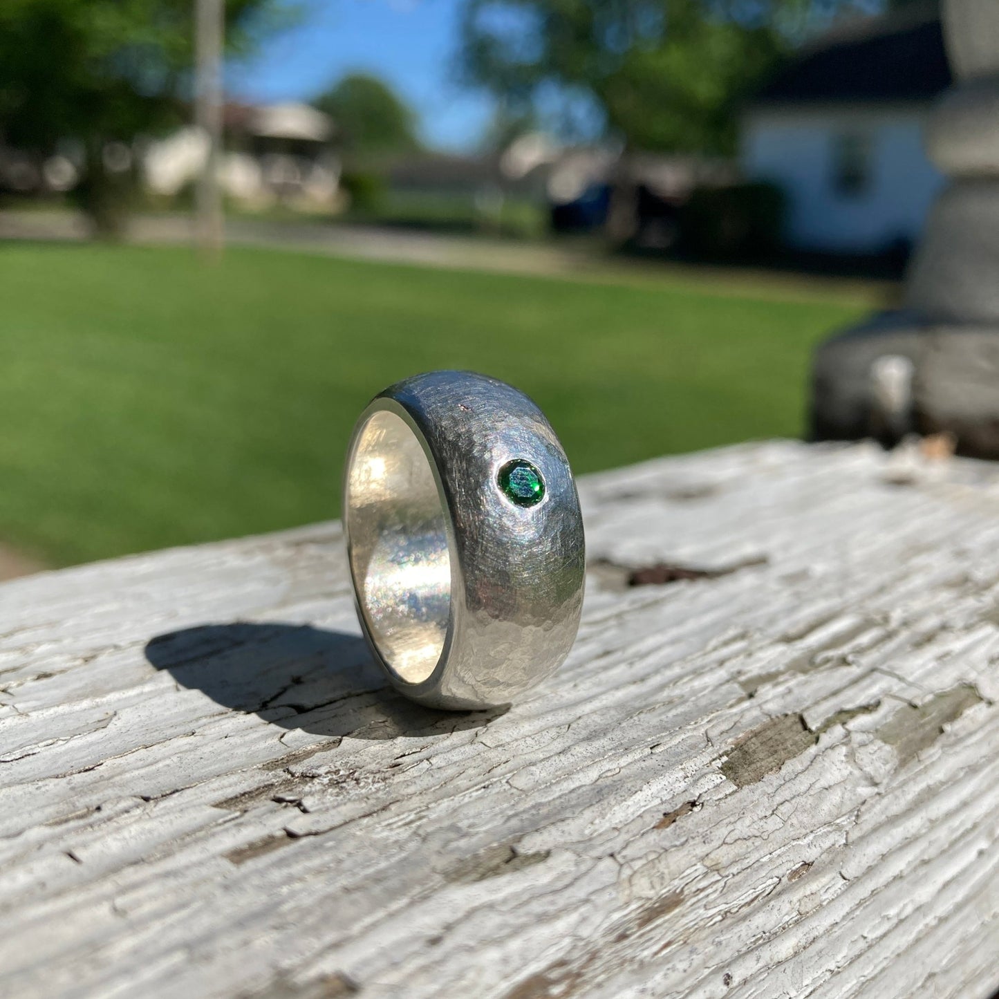 Green CZ Sterling Silver Ring - LoraLeeArtist