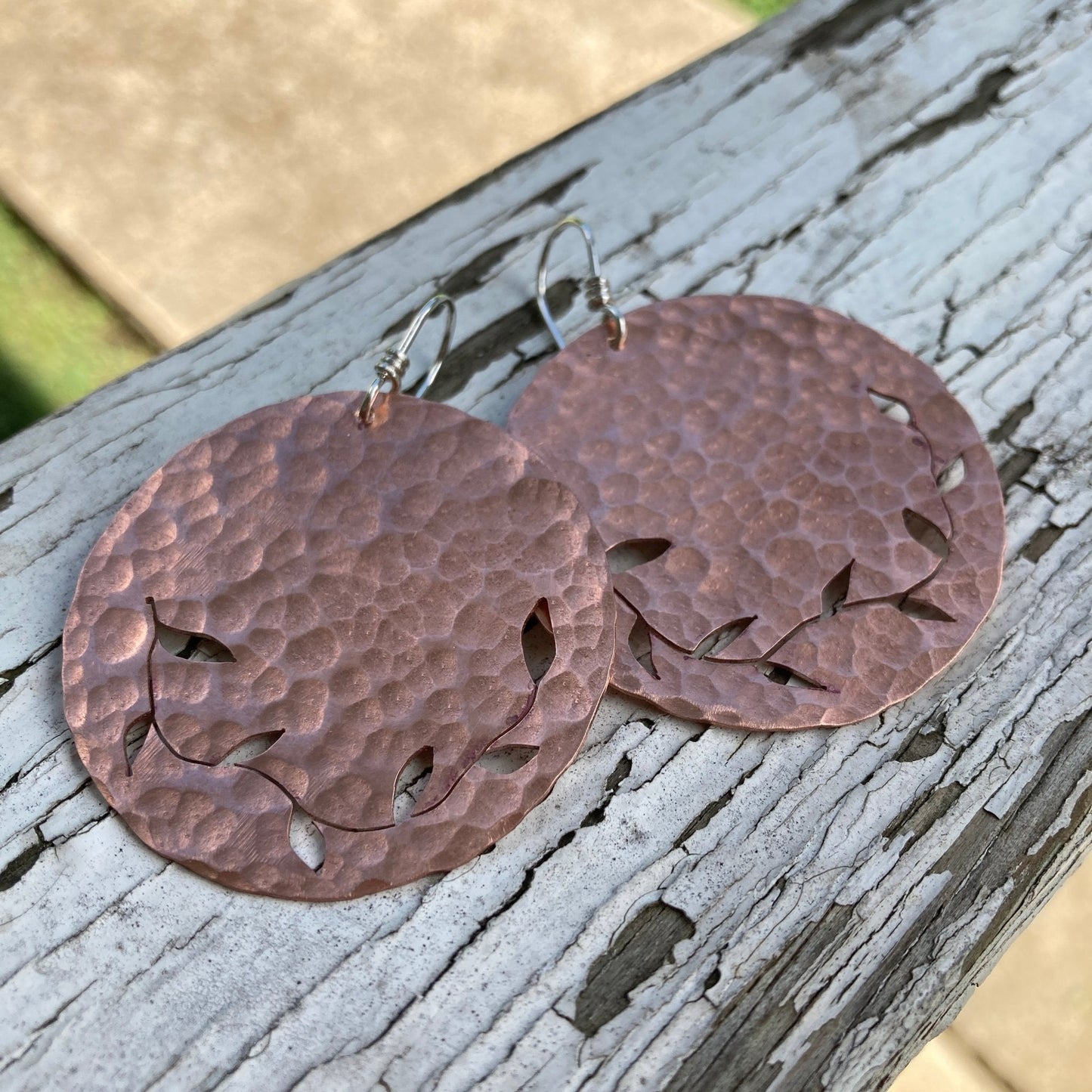 Hammered Copper Ivy Earrings - LoraLeeArtist