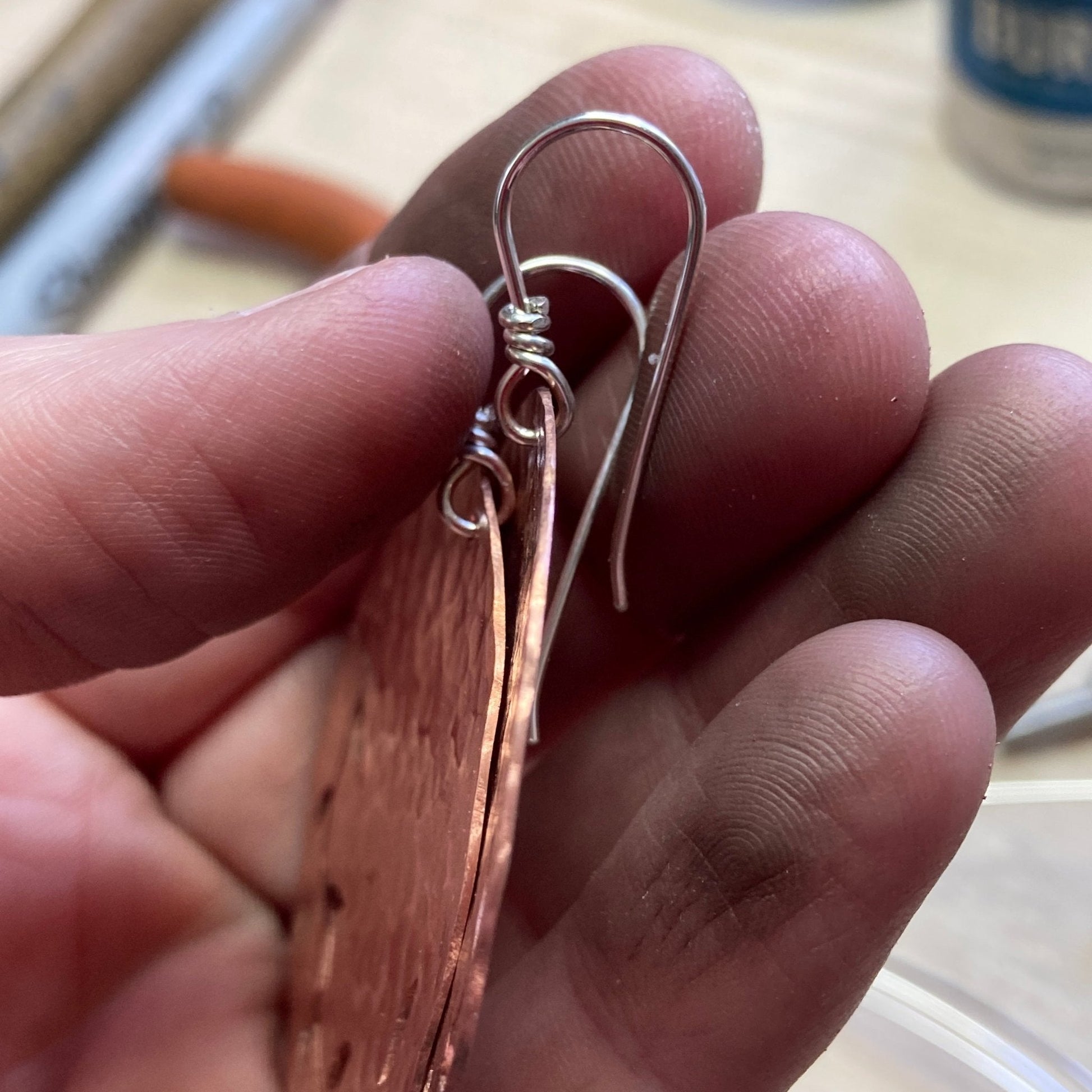 Hammered Copper Ivy Earrings - LoraLeeArtist