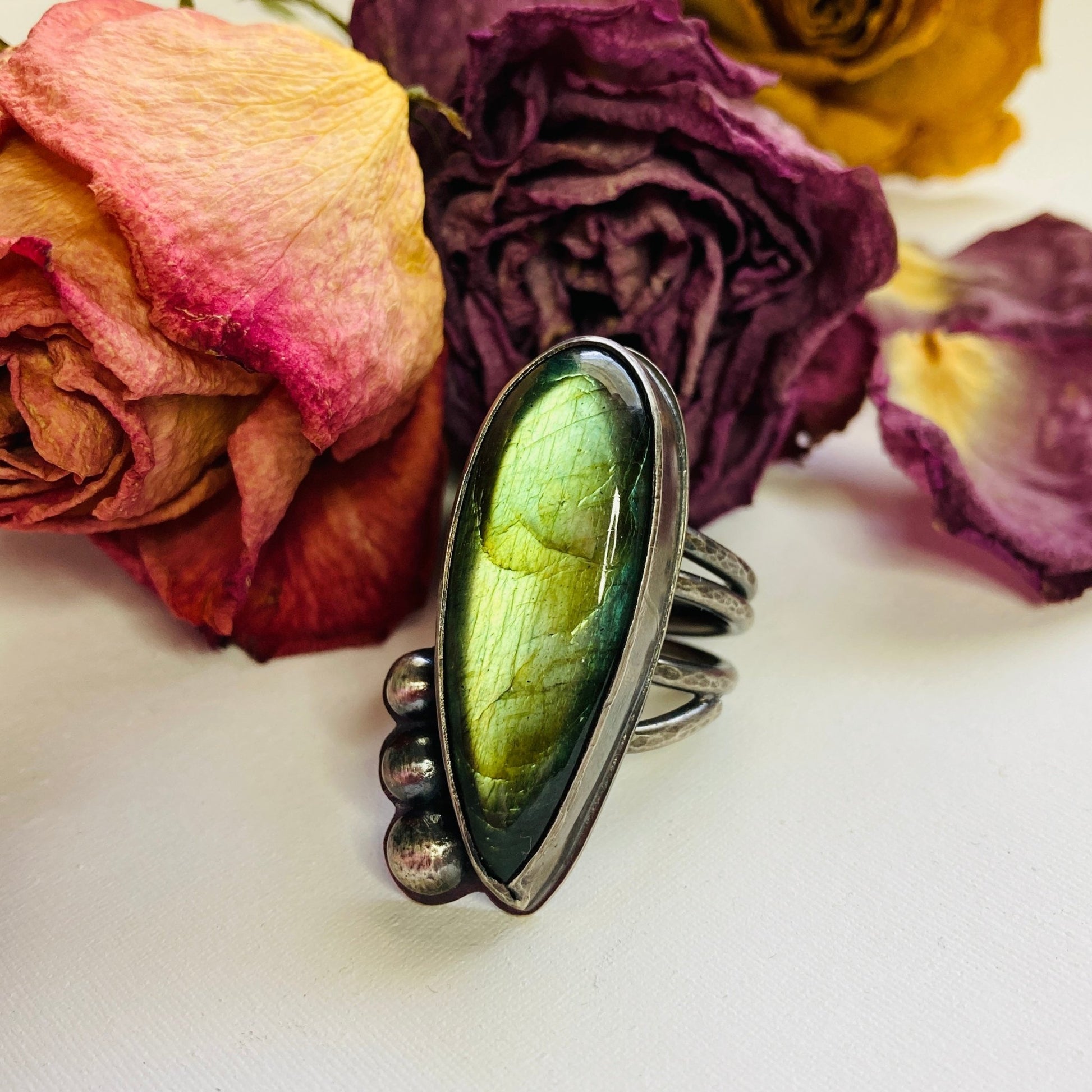 Labradorite Statement Ring Size 8 - LoraLeeArtist