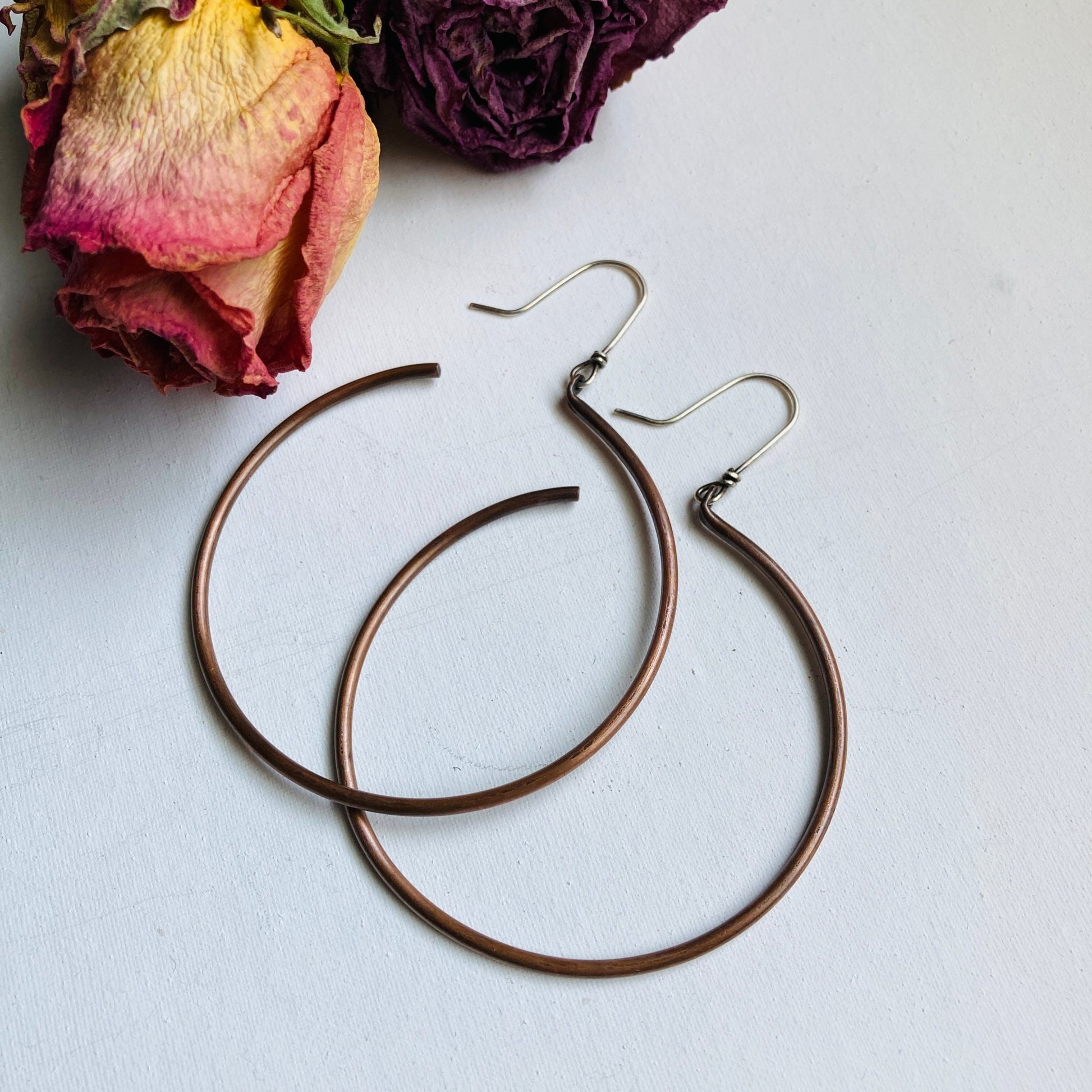 Large Copper Hoop Earrings - LoraLeeArtist