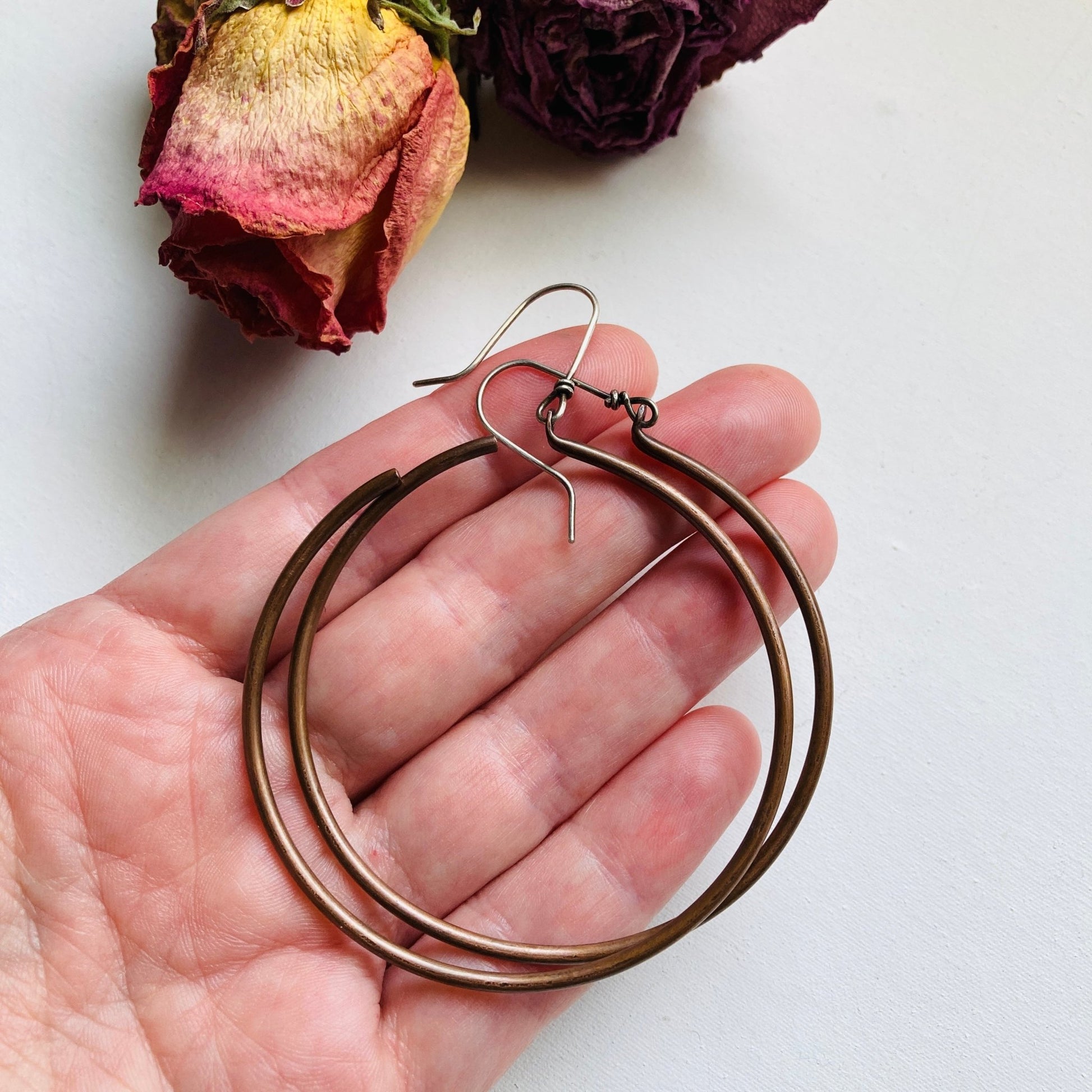 Large Copper Hoop Earrings - LoraLeeArtist