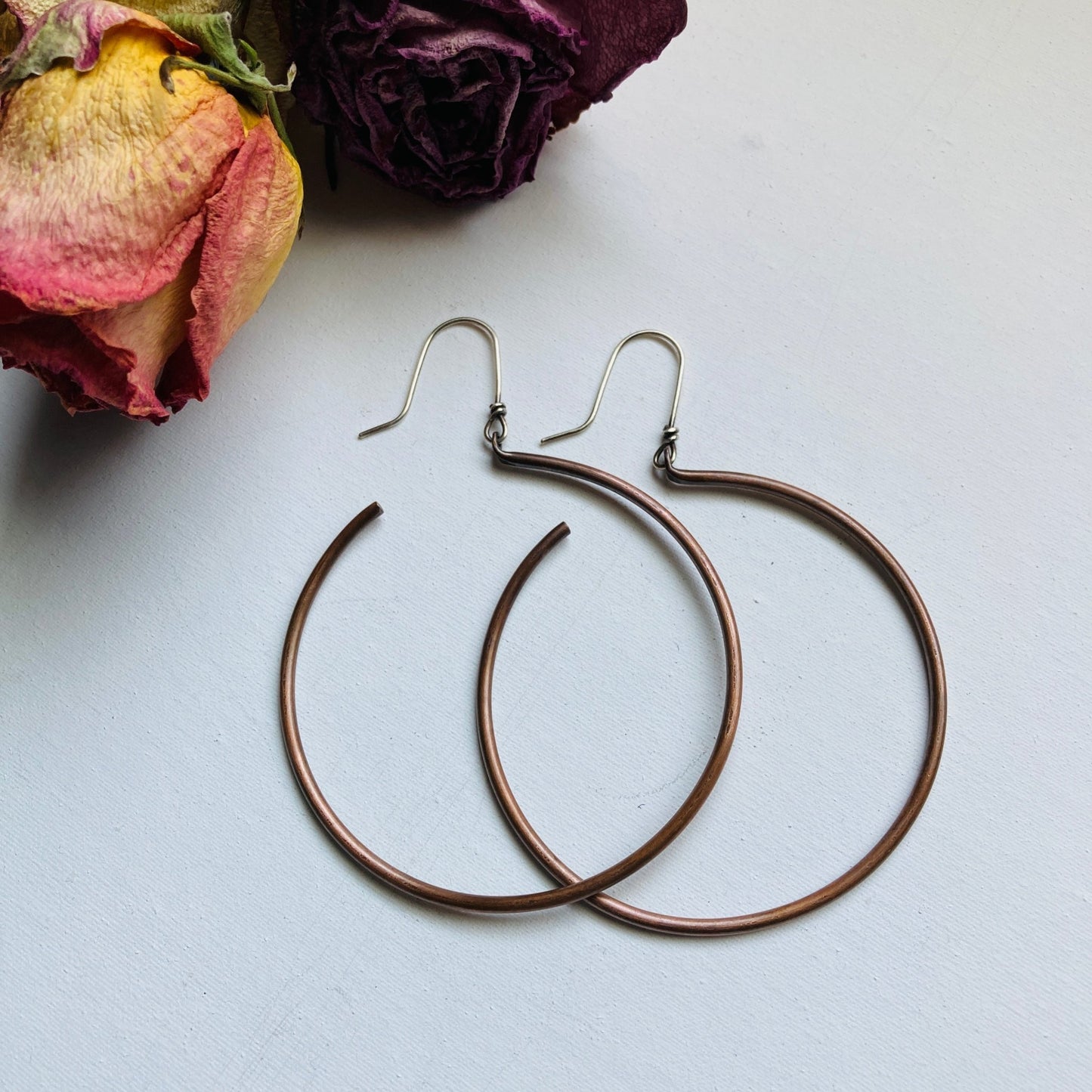 Large Copper Hoop Earrings - LoraLeeArtist