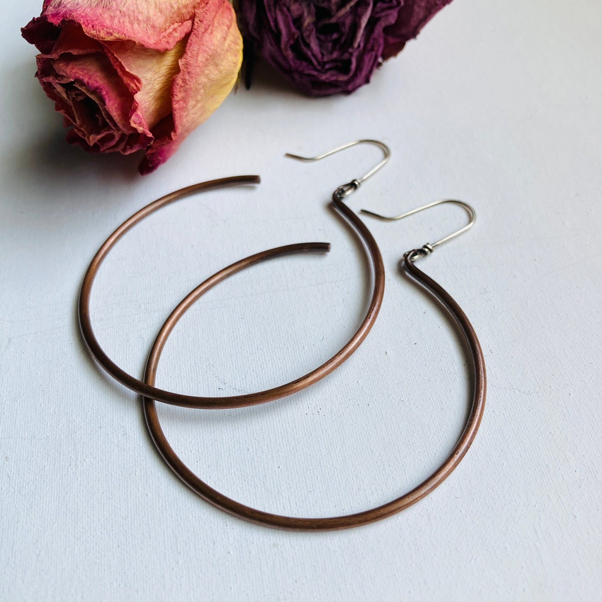 Large Copper Hoop Earrings - LoraLeeArtist