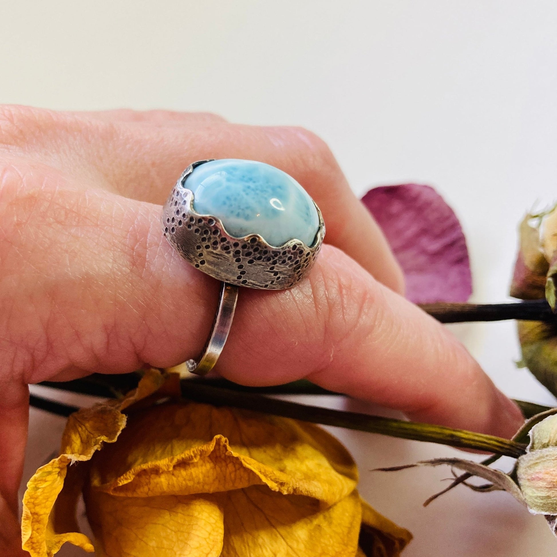 Larimar Sterling Silver Ring Size 7 - LoraLeeArtist