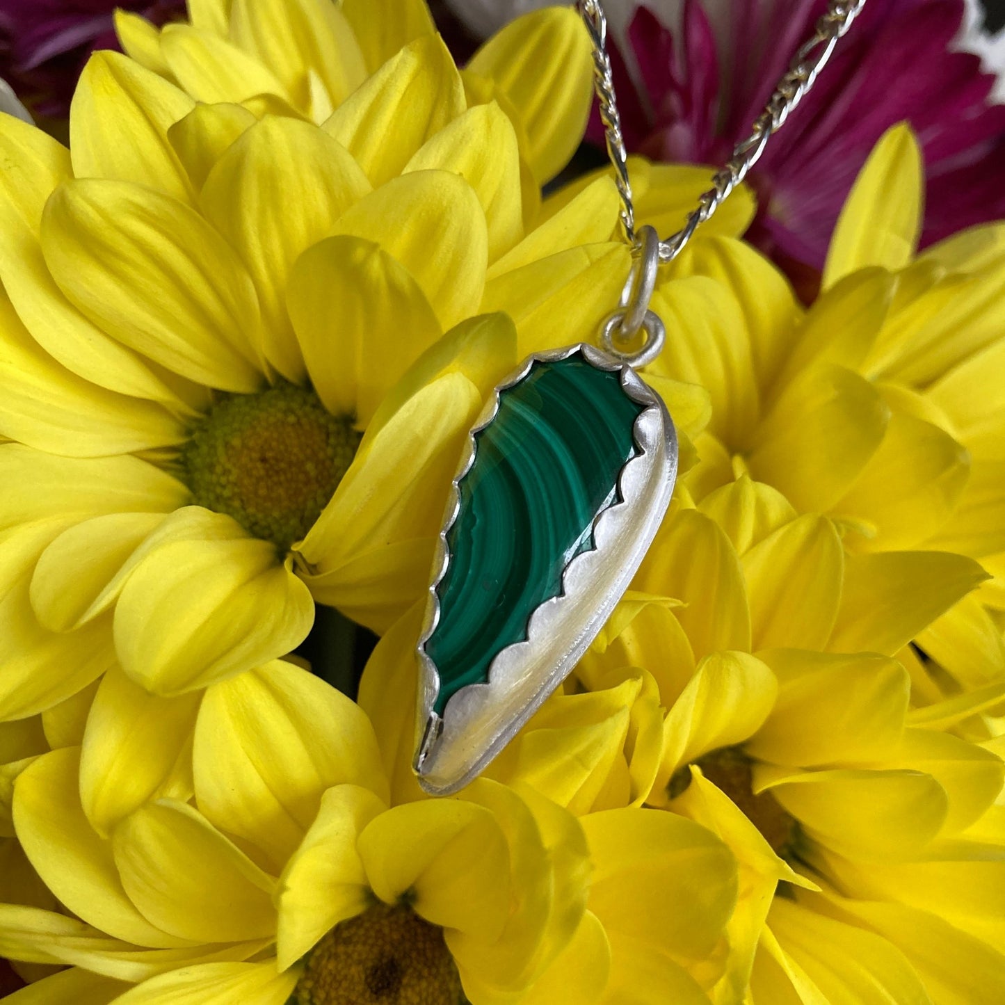 Malachite Sterling Silver Pendant - LoraLeeArtist