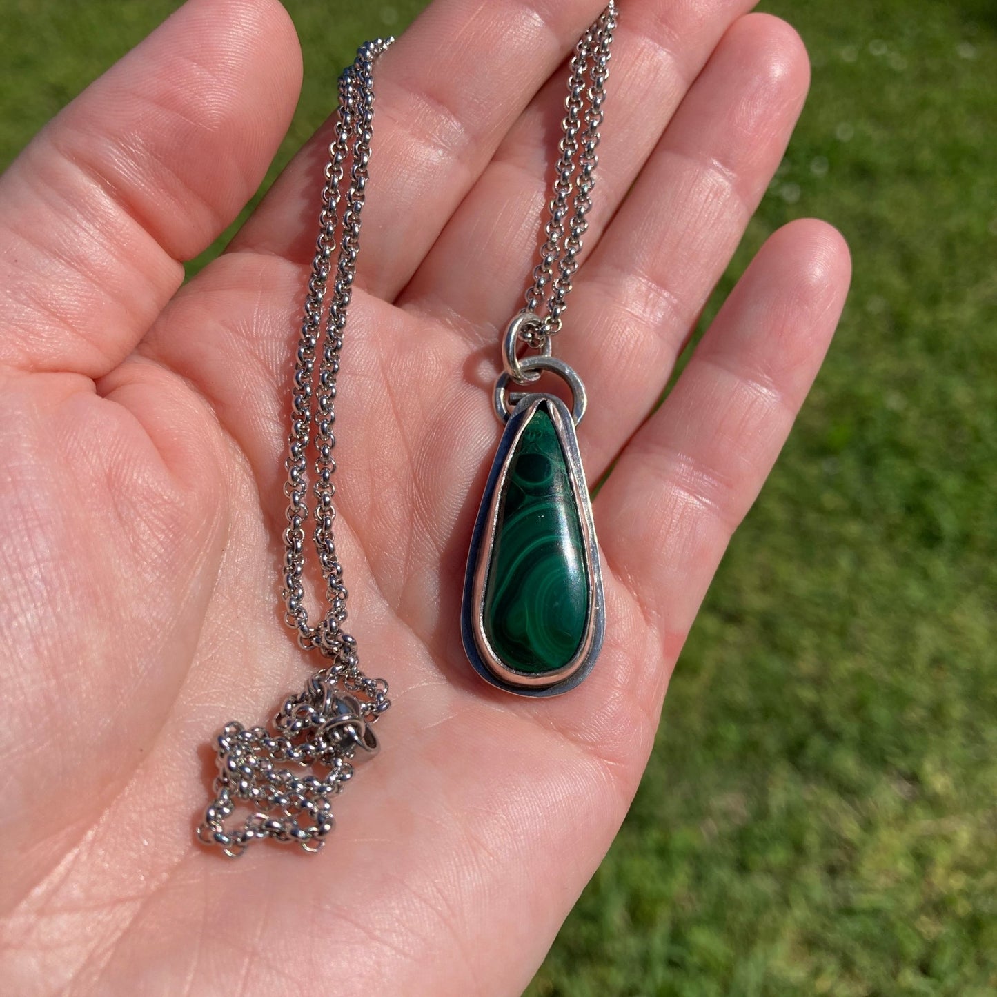 Malachite TearDrop Pendant - LoraLeeArtist