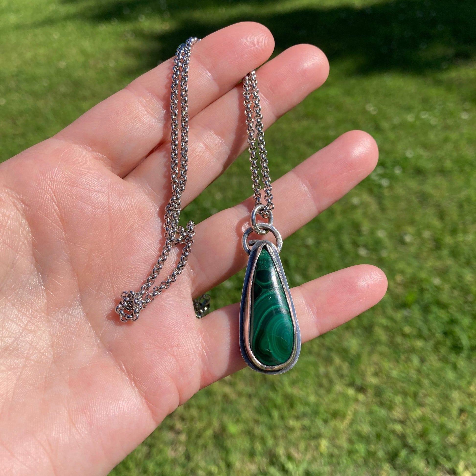 Malachite TearDrop Pendant - LoraLeeArtist