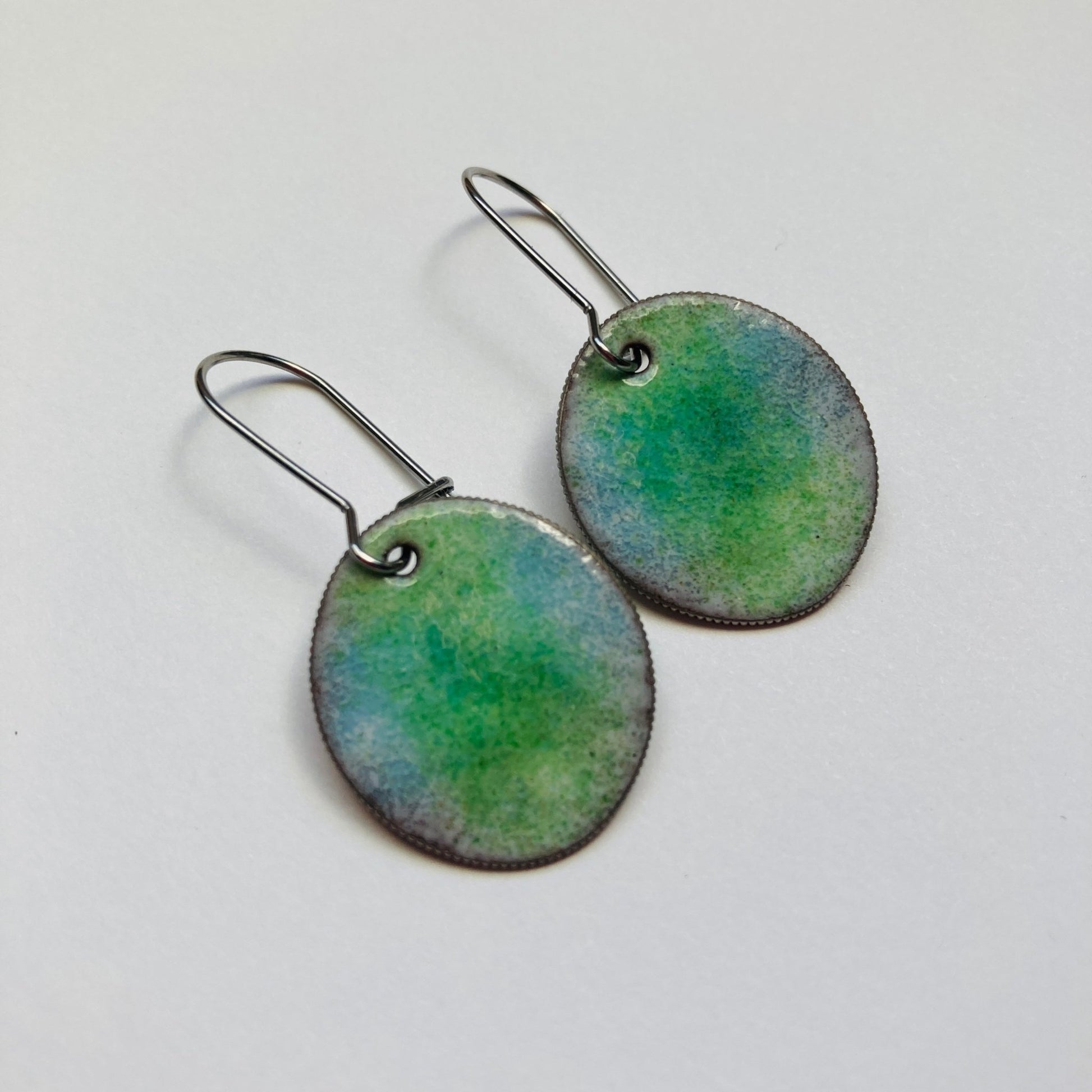 Pastel Enameled Coin Earrings - LoraLeeArtist