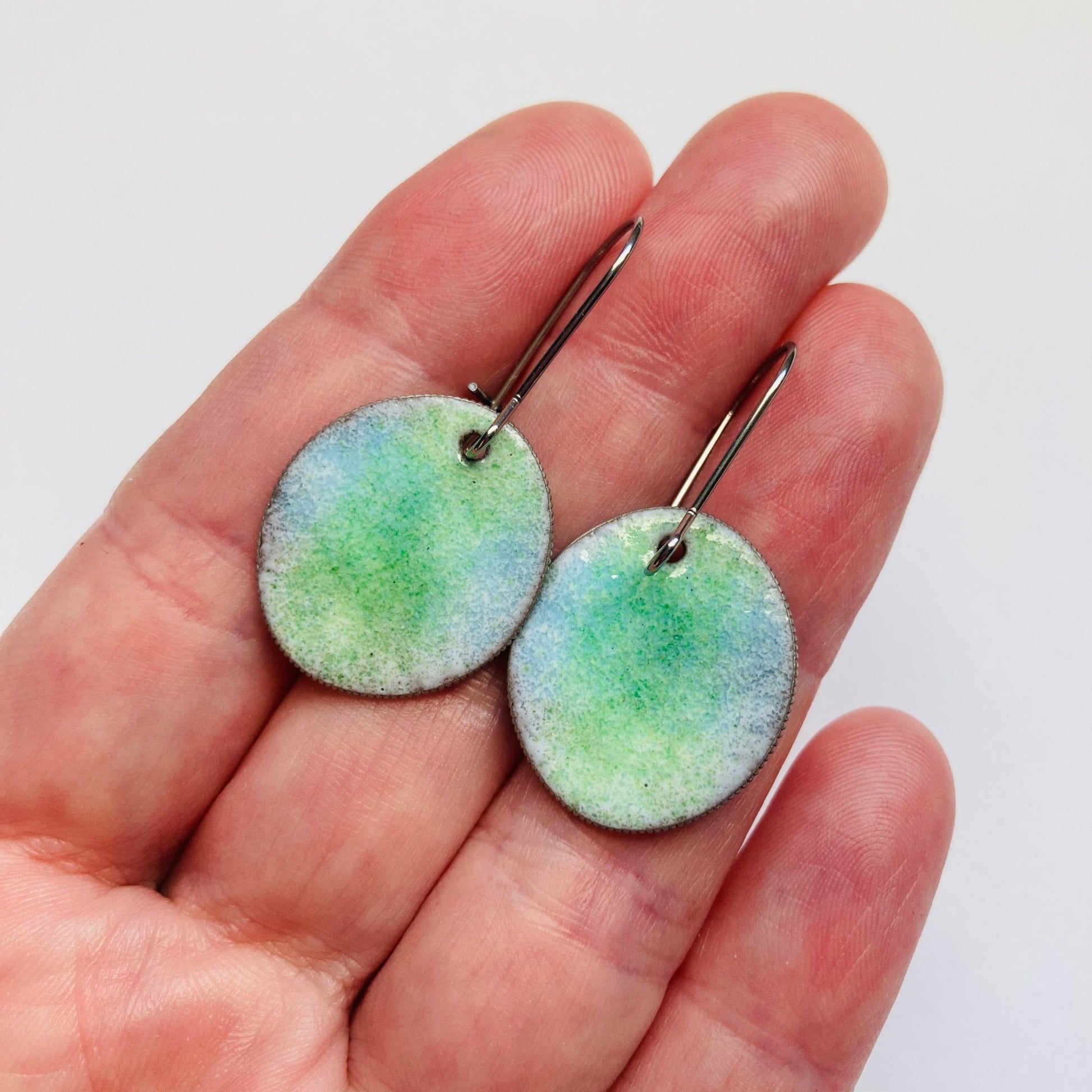 Pastel Enameled Coin Earrings - LoraLeeArtist