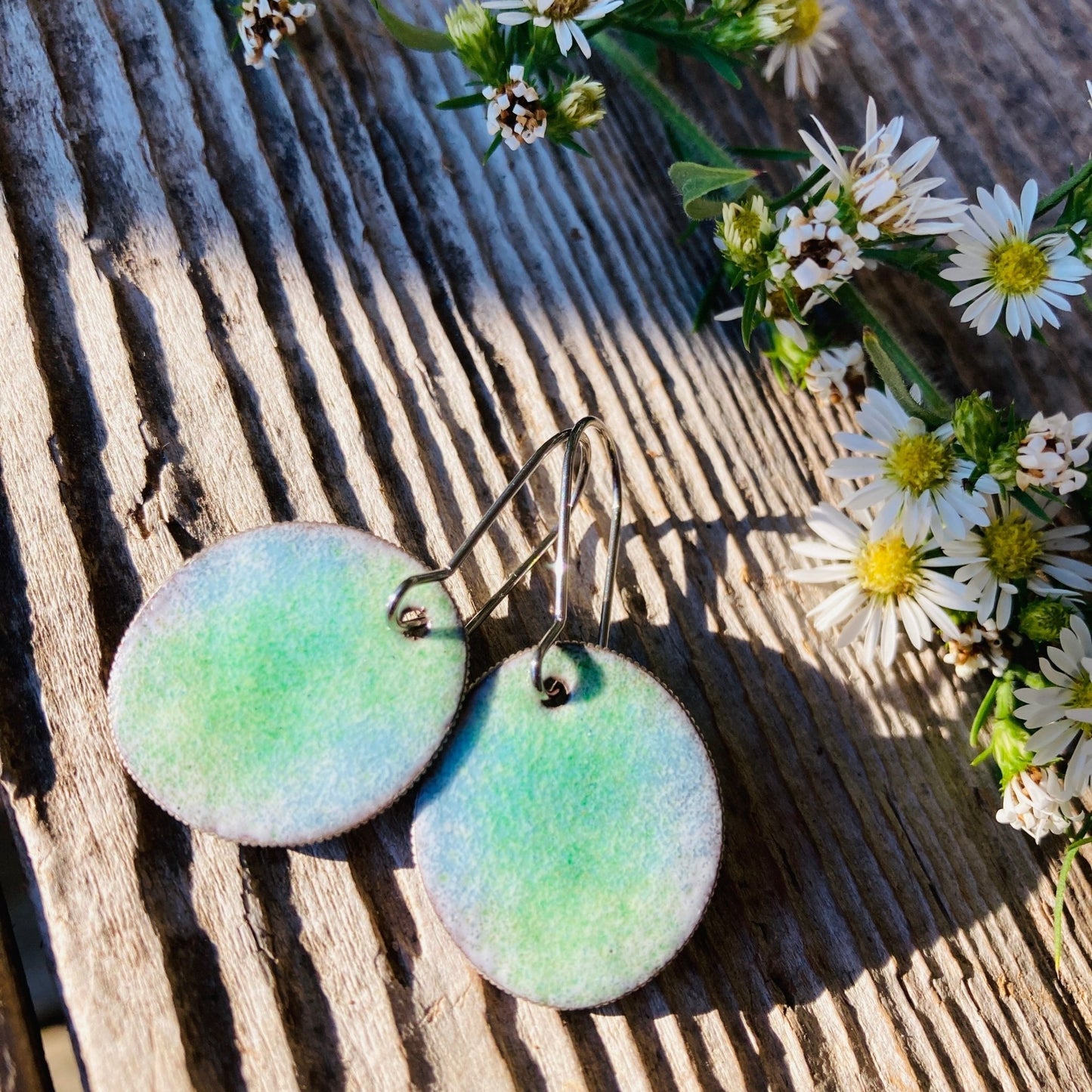 Pastel Enameled Coin Earrings - LoraLeeArtist