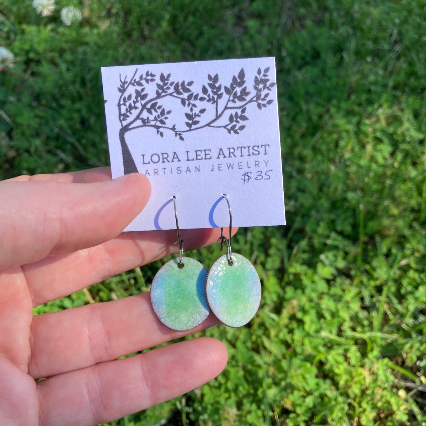 Pastel Enameled Coin Earrings - LoraLeeArtist