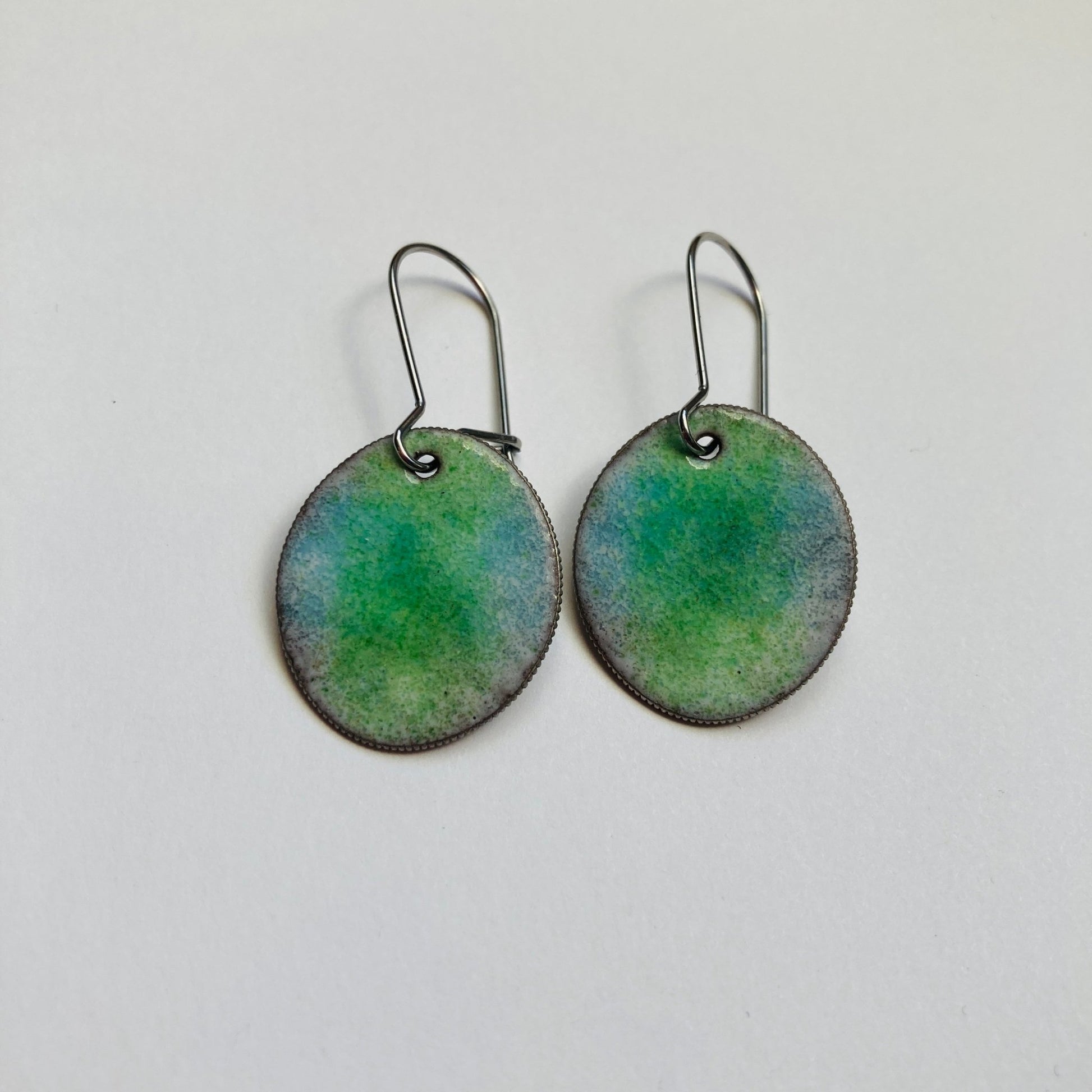 Pastel Enameled Coin Earrings - LoraLeeArtist