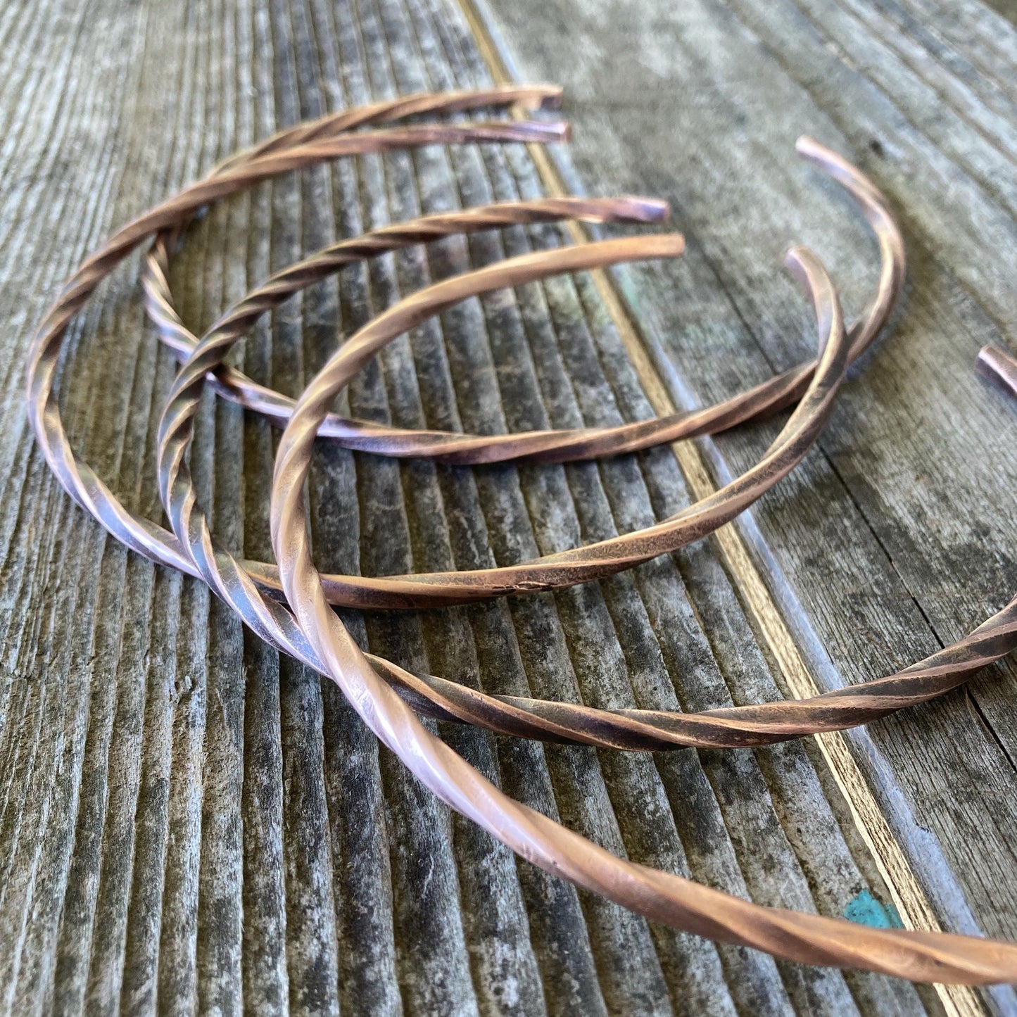 Twisted Hammered Copper Torque Necklaces - Custom Made-loraleeartist.myshopify.com