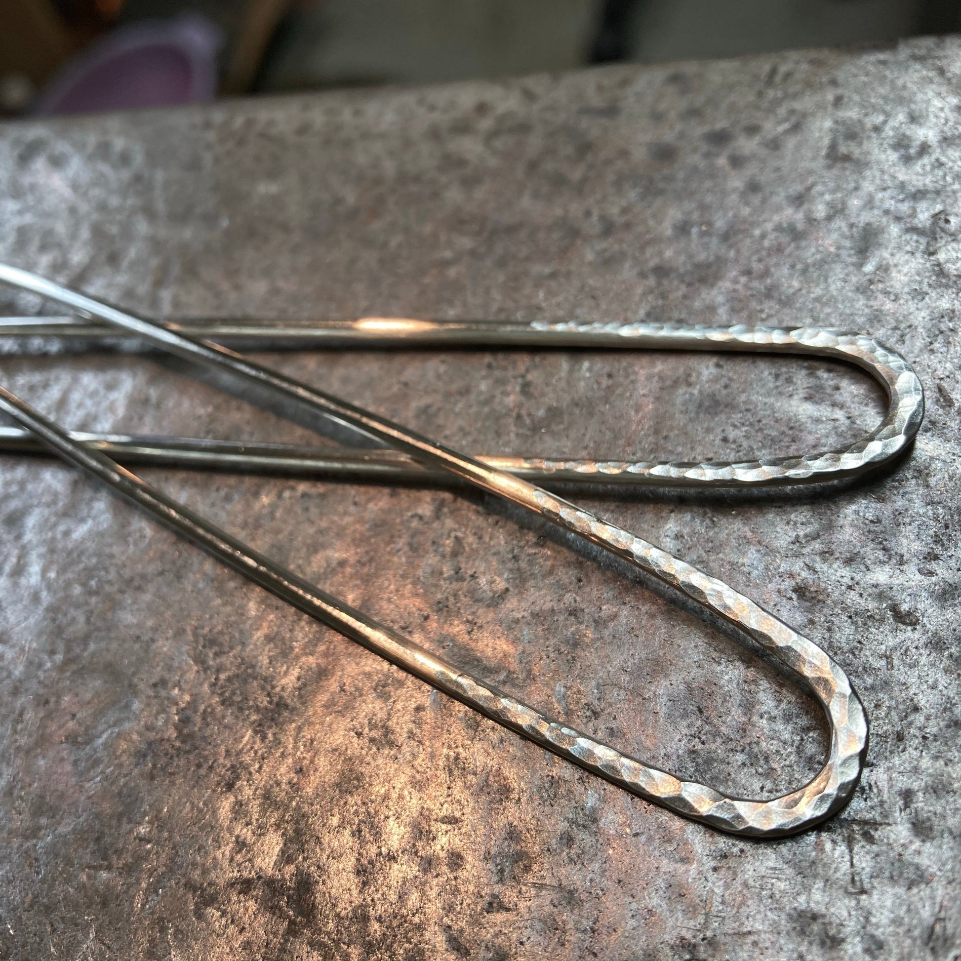 Hammered Silver Hairpins - Custom Made-loraleeartist.myshopify.com